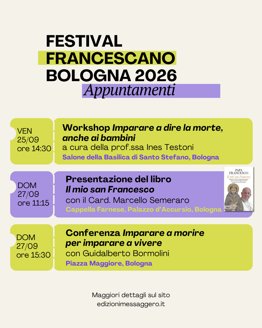 Appuntamenti Festival Francescano 2026